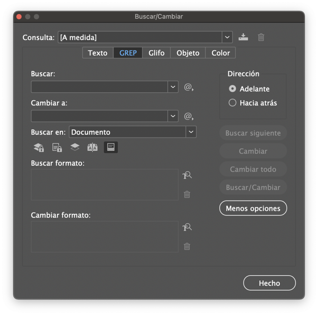 Búsquedas GREP en InDesign